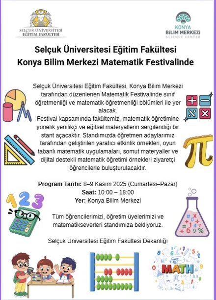 Selçuk Üniversitesi Eğitim Fakültesi, Konya Bilim Merkezi Matematik Festivalinde